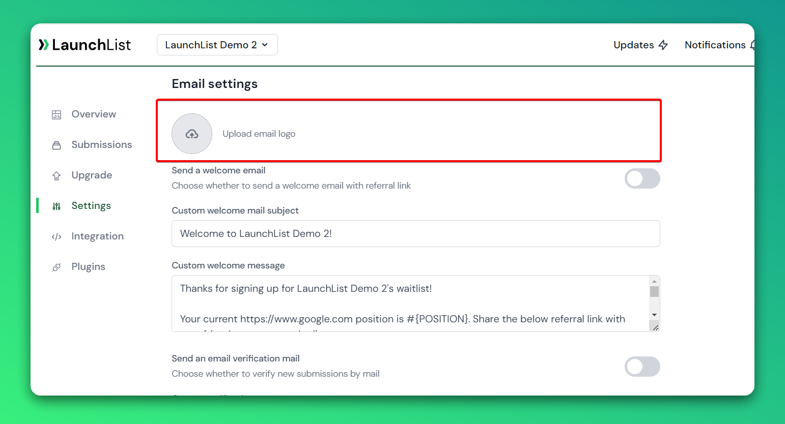 Custom logo for emails and branded buttons