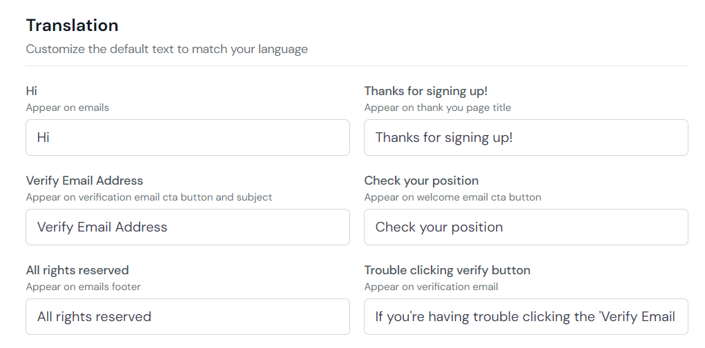 Translate static texts in your language